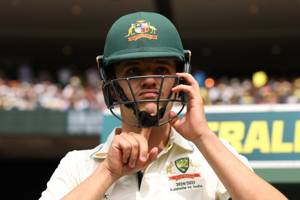 Sam Konstas voorafgaand aan zijn debuutnings op Boxing Day.