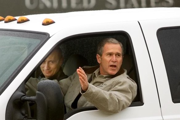 Vladimir Poetin en voormalig Amerikaanse president George W. Bush genoten een vaak gezellige relatie.