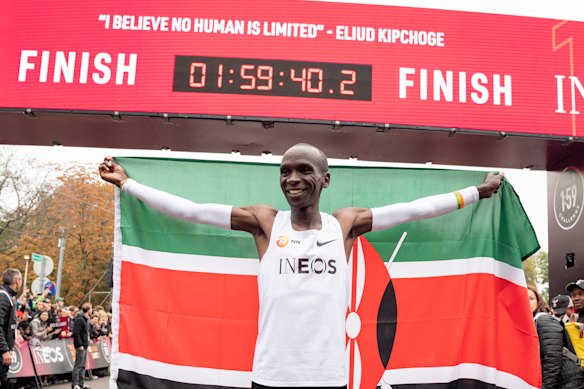 Eliud Kipchoge viert zijn 