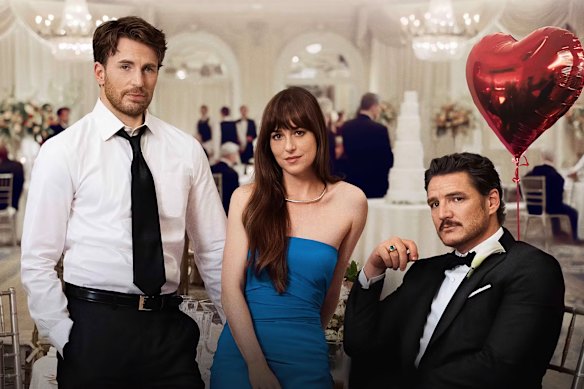 Materials, met in de hoofdrol Johnson, Chris Evans (links) en Pedro Pascal, is ongeveer een verhaal zo oud als de tijd: de liefdesdriehoek.