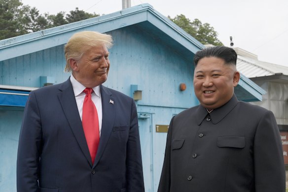 Donald Trump en Kim Jong-un tournee het grensdorp Panmunjom in de gedemilitariseerde zone van Zuid-Korea in 2019.