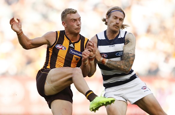 James Worpel, achtergelaten met Tom Stewart, zal in 2026 in Hawthorn of Geelong zijn.