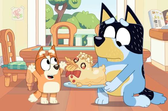 Bandit redt zijn eendencake zonder hoofd op Bluey.