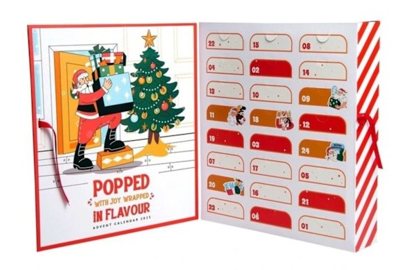De Gourmet Collection Popcorn-adventskalender, $ 44,99.
