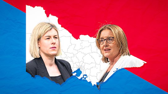 Jess Wilson (links) en Jacinta Allan.